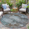 Piper Looms Chantille Abstract ACN2067 Brown Machine Washable Area Rug Round Outdoor Lifestyle Image Feature