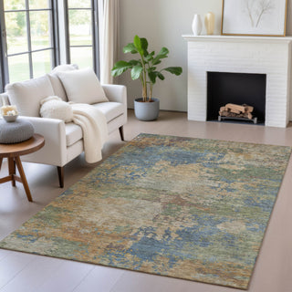 Piper Looms Chantille Abstract ACN2067 Denim Machine Washable Area Rug Lifestyle Image Feature