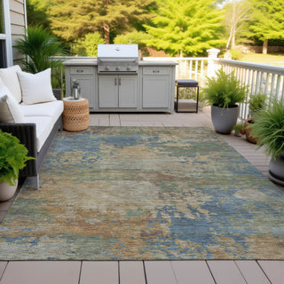 Piper Looms Chantille Abstract ACN2067 Denim Machine Washable Area Rug Outdoor Lifestyle Image Feature