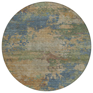 Piper Looms Chantille Abstract ACN2067 Denim Machine Washable Area Rug Round Main Image