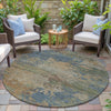 Piper Looms Chantille Abstract ACN2067 Denim Machine Washable Area Rug Round Outdoor Lifestyle Image Feature