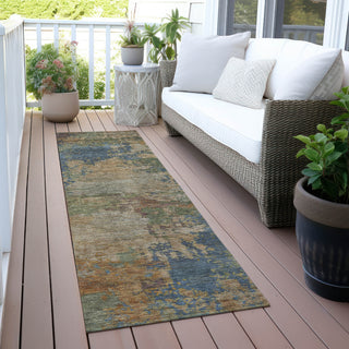 Piper Looms Chantille Abstract ACN2067 Denim Machine Washable Area Rug Runner Outdoor Lifestyle Image Feature