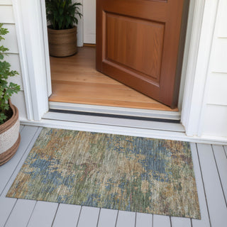 Piper Looms Chantille Abstract ACN2067 Denim Machine Washable Area Rug Scatter Outdoor Lifestyle Image Feature