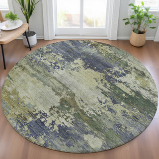 Piper Looms Chantille Abstract ACN2067 Purple Machine Washable Area Rug Round Lifestyle Image Feature