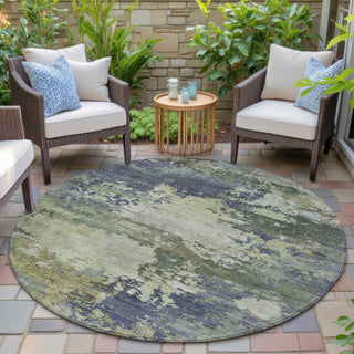 Piper Looms Chantille Abstract ACN2067 Purple Machine Washable Area Rug Round Outdoor Lifestyle Image Feature