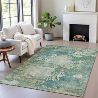 Piper Looms Chantille Abstract ACN2067 Teal Machine Washable Area Rug Lifestyle Image Feature