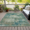 Piper Looms Chantille Abstract ACN2067 Teal Machine Washable Area Rug Outdoor Lifestyle Image Feature