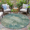 Piper Looms Chantille Abstract ACN2067 Teal Machine Washable Area Rug Round Outdoor Lifestyle Image Feature