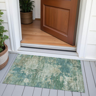 Piper Looms Chantille Abstract ACN2067 Teal Machine Washable Area Rug Scatter Outdoor Lifestyle Image Feature
