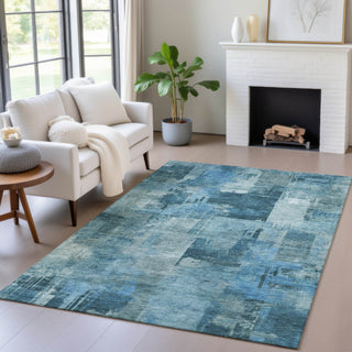 Piper Looms Chantille Abstract ACN2069 Blue Machine Washable Area Rug Lifestyle Image Feature