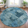 Piper Looms Chantille Abstract ACN2069 Blue Machine Washable Area Rug Round Lifestyle Image Feature