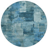 Piper Looms Chantille Abstract ACN2069 Blue Machine Washable Area Rug Round Main Image