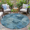 Piper Looms Chantille Abstract ACN2069 Blue Machine Washable Area Rug Round Outdoor Lifestyle Image Feature