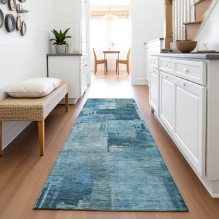 Piper Looms Chantille Abstract ACN2069 Blue Machine Washable Area Rug Runner Lifestyle Image Feature