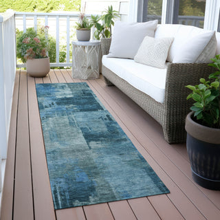 Piper Looms Chantille Abstract ACN2069 Blue Machine Washable Area Rug Runner Outdoor Lifestyle Image Feature