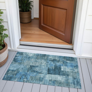 Piper Looms Chantille Abstract ACN2069 Blue Machine Washable Area Rug Scatter Outdoor Lifestyle Image Feature