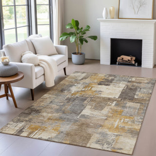 Piper Looms Chantille Abstract ACN2069 Brown Machine Washable Area Rug Lifestyle Image Feature