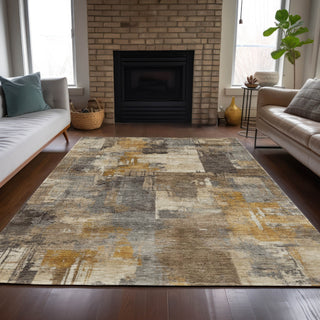 Piper Looms Chantille Abstract ACN2069 Brown Machine Washable Area Rug Lifestyle Image Feature