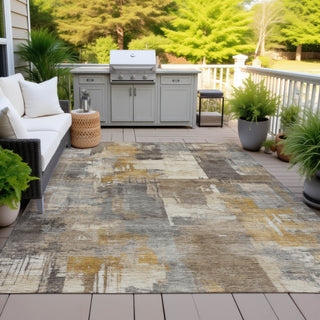 Piper Looms Chantille Abstract ACN2069 Brown Machine Washable Area Rug Outdoor Lifestyle Image Feature