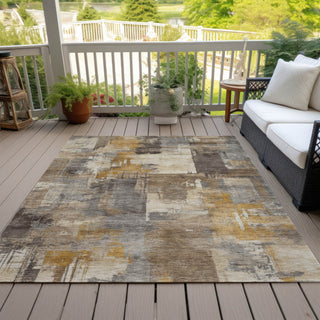 Piper Looms Chantille Abstract ACN2069 Brown Machine Washable Area Rug Outdoor Lifestyle Image Feature