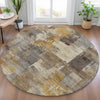 Piper Looms Chantille Abstract ACN2069 Brown Machine Washable Area Rug Round Lifestyle Image Feature