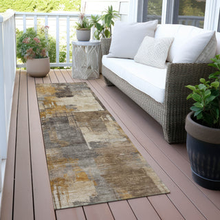 Piper Looms Chantille Abstract ACN2069 Brown Machine Washable Area Rug Runner Outdoor Lifestyle Image Feature