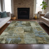 Piper Looms Chantille Abstract ACN2069 Green Machine Washable Area Rug Lifestyle Image Feature