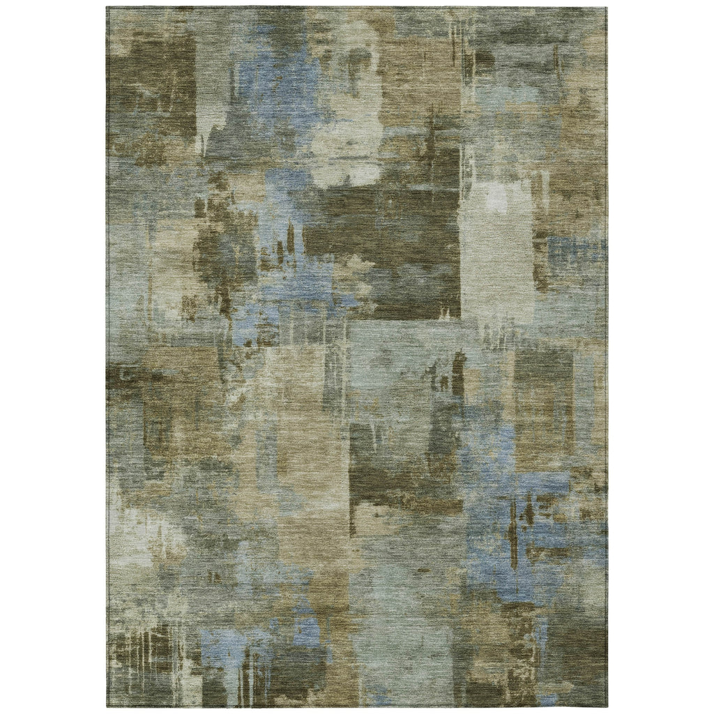 Piper Looms Chantille Abstract ACN2069 Green Machine Washable Area Rug main image