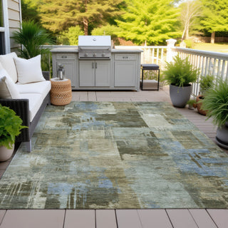 Piper Looms Chantille Abstract ACN2069 Green Machine Washable Area Rug Outdoor Lifestyle Image Feature