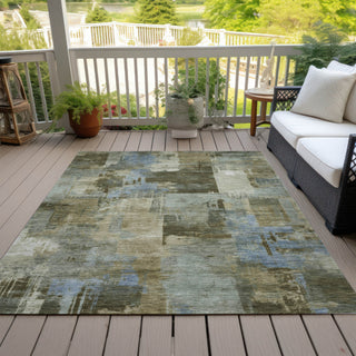 Piper Looms Chantille Abstract ACN2069 Green Machine Washable Area Rug Outdoor Lifestyle Image Feature