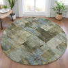 Piper Looms Chantille Abstract ACN2069 Green Machine Washable Area Rug Round Lifestyle Image Feature