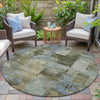 Piper Looms Chantille Abstract ACN2069 Green Machine Washable Area Rug Round Outdoor Lifestyle Image Feature