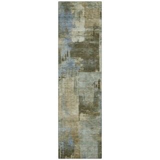 Piper Looms Chantille Abstract ACN2069 Green Machine Washable Area Rug Runner Main Image