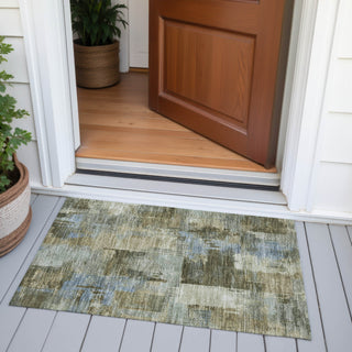 Piper Looms Chantille Abstract ACN2069 Green Machine Washable Area Rug Scatter Outdoor Lifestyle Image Feature