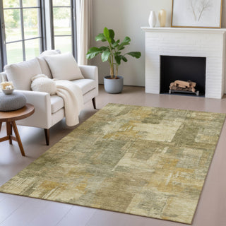 Piper Looms Chantille Abstract ACN2069 Khaki Machine Washable Area Rug Lifestyle Image Feature