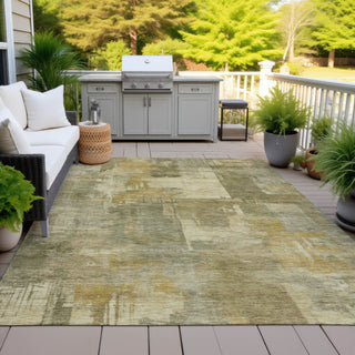 Piper Looms Chantille Abstract ACN2069 Khaki Machine Washable Area Rug Outdoor Lifestyle Image Feature