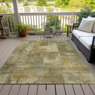 Piper Looms Chantille Abstract ACN2069 Khaki Machine Washable Area Rug Outdoor Lifestyle Image Feature
