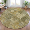 Piper Looms Chantille Abstract ACN2069 Khaki Machine Washable Area Rug Round Lifestyle Image Feature
