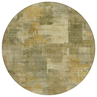 Piper Looms Chantille Abstract ACN2069 Khaki Machine Washable Area Rug Round Main Image