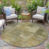 Piper Looms Chantille Abstract ACN2069 Khaki Machine Washable Area Rug Round Outdoor Lifestyle Image Feature