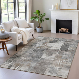 Piper Looms Chantille Abstract ACN2069 Pewter Machine Washable Area Rug Lifestyle Image Feature