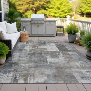 Piper Looms Chantille Abstract ACN2069 Pewter Machine Washable Area Rug Outdoor Lifestyle Image Feature