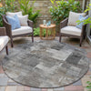 Piper Looms Chantille Abstract ACN2069 Pewter Machine Washable Area Rug Round Outdoor Lifestyle Image Feature