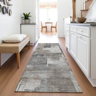 Piper Looms Chantille Abstract ACN2069 Pewter Machine Washable Area Rug Runner Lifestyle Image Feature
