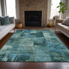 Piper Looms Chantille Abstract ACN2069 Teal Machine Washable Area Rug Lifestyle Image Feature
