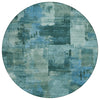 Piper Looms Chantille Abstract ACN2069 Teal Machine Washable Area Rug Round Main Image