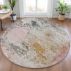 Piper Looms Chantille Abstract ACN2070 Pink Machine Washable Area Rug Round Lifestyle Image Feature