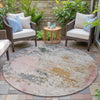 Piper Looms Chantille Abstract ACN2070 Pink Machine Washable Area Rug Round Outdoor Lifestyle Image Feature
