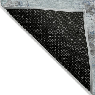 Piper Looms Chantille Abstract ACN2070 Turquoise Machine Washable Area Rug Backing Image