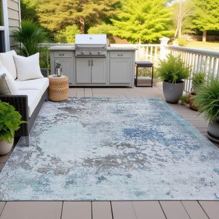 Piper Looms Chantille Abstract ACN2070 Turquoise Machine Washable Area Rug Outdoor Lifestyle Image Feature